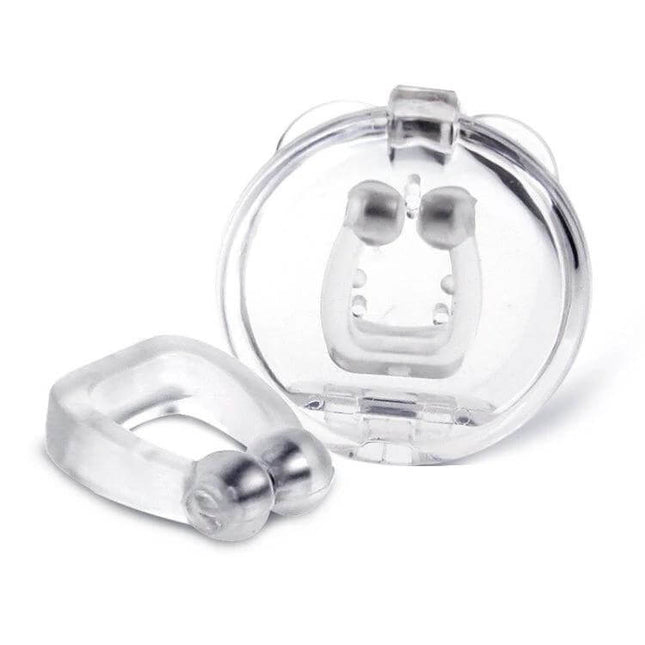 Mini Portable Silicone Magnetic Anti Snoring Nose Clip 10 Pack - clear silicone magnetic nasal clip set with travel case, 10-pack for reduced snoring