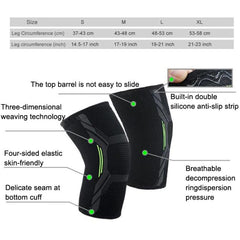 Nylon Compression Knee Pads with Four-Way Stretch and Anti-Slip Silicone