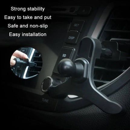 Car Air Outlet Phone Holder Clip Black And White For Driving 10 Pack - black clip mounted on car air vent showing secure grip and easy installation