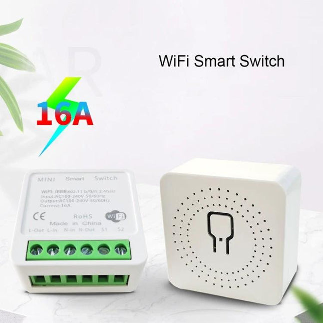 Wireless Smart Switch for Easy Home Device Control via App - compact white WiFi smart switch module and wall hub for remote lighting and appliance control