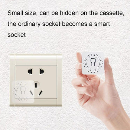 Wireless Smart Switch for Easy Home Device Control via App - compact plug-in module held by hand converting ordinary socket to smart socket