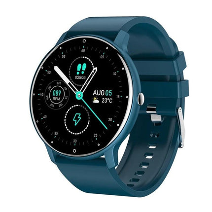 Versatile Silicone Smart Watch for Everyday Activity Tracking - teal silicone band fitness watch showing steps, heart rate, date and notifications