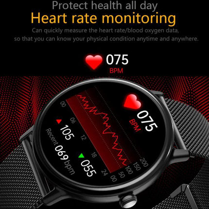 LOANIY Smart Watch for Daily Health Monitoring and Connectivity displaying heart rate 075 BPM and health graph on round black smartwatch screen