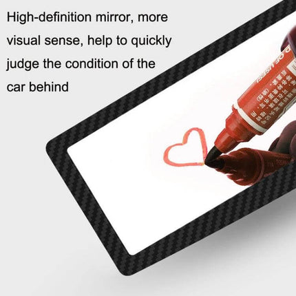 Carbon Fiber Rearview Mirror With Suction Cup For Easier Parking - compact carbon fiber‑style mirror with chrome lens showing clear high‑definition reflection