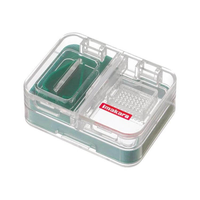 Imakara Mini Square Portable Medicine Cutter Dispenser Box Red compact travel pill cutter with 304 stainless blade, grinder and storage compartments