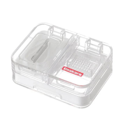 Imakara Mini Square Portable Medicine Cutter Dispenser Box Red compact pill cutter and storage with 304 stainless steel blade for travel