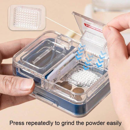 Imakara Mini Square Portable Medicine Cutter Dispenser Box Red - compact pill cutter, grinder and storage for travel and caregivers