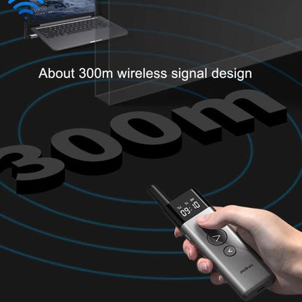 ASiNG A10 Green Light Wireless Page Turner for Presentations showing handheld remote with 300m wireless range and green laser pointer