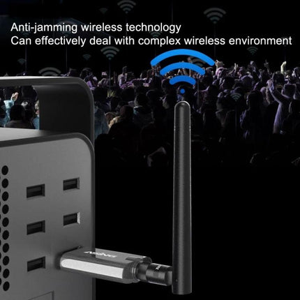 ASiNG A10 Green Light Wireless Page Turner for Presentations showing USB receiver and antenna with anti-jamming wireless in crowded venue