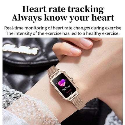 Loaniy Smart Watch for Daily Health and Activity Tracking showing heart rate monitoring on rose-gold watch worn during a jog and daily use