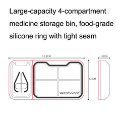 Westwood TP004 Mini caja dispensadora de medicamentos con divisor de molienda portátil cuadrado