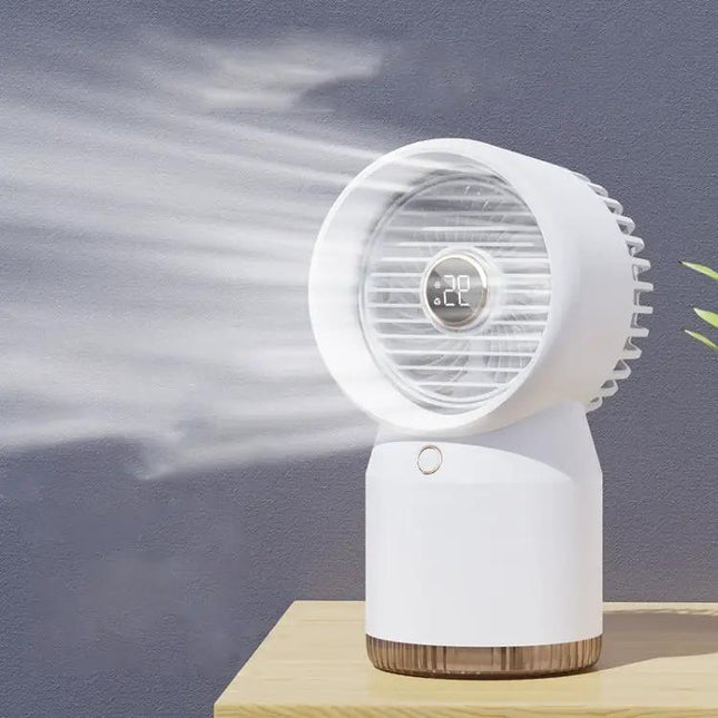 Rechargeable Humidifying Desk Fan With LED Display For Home Office