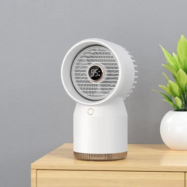 Rechargeable Humidifying Desk Fan With LED Display For Home Office