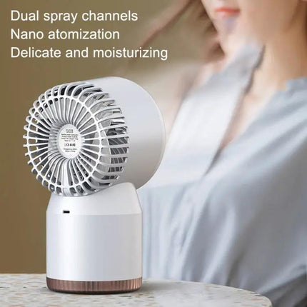 Rechargeable Humidifying Desk Fan With LED Display For Home Office