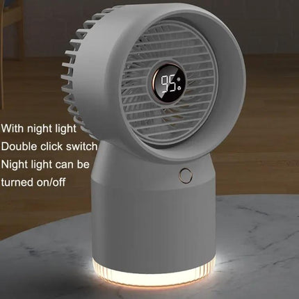 Rechargeable Humidifying Desk Fan With LED Display For Home Office
