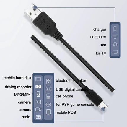 Car USB Charger for Driving Recorders and Road Trips - black USB cable for powering dash cams, GPS and devices during long drives, stable reinforced connection