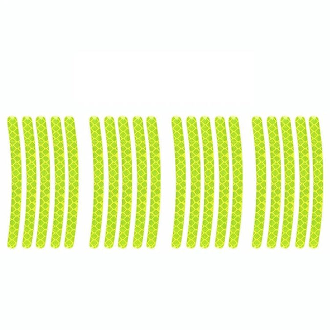 Set of 10 Reflective 3D Car Wheel Stickers for Safety and Decoration - neon green reflective tire rim stickers for night visibility