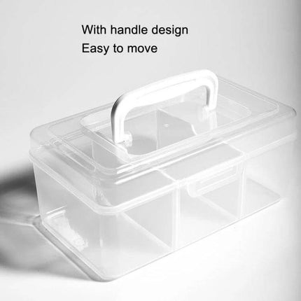 Portable Medicine Box With Handle For Home Use Easy Organization - transparent PP storage box with compartments and carry handle