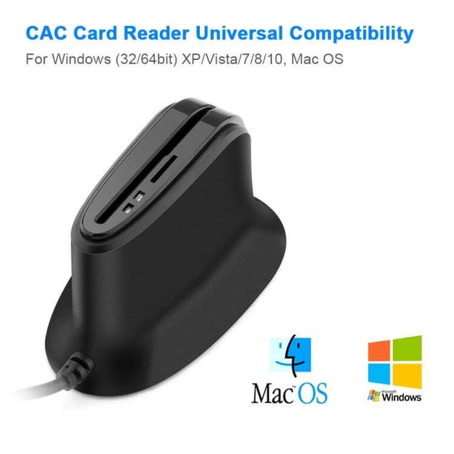 Rocketek Smart Card Reader with TF and SIM Card Slots black USB desktop reader for CAC, TF and SIM card access, compatible with Windows and Mac OS