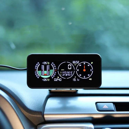 Car HUD Display for GPS Navigation and Vehicle Altitude Monitoring projecting speed, altitude and compass on a windshield for safer driving
