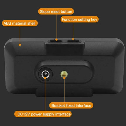 Car HUD Display for GPS Navigation and Vehicle Altitude Monitoring rear view showing ABS shell, slope reset, function keys, DC12V and bracket interfaces