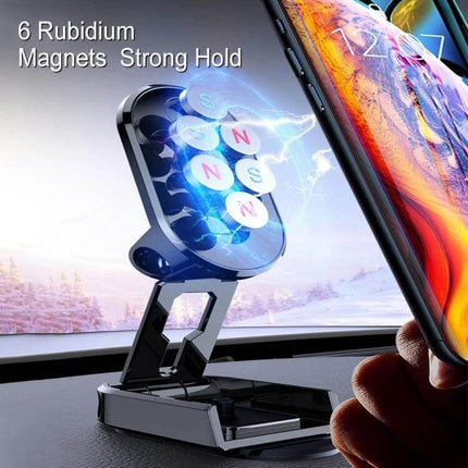 Vehicle Magnetic Phone Holder For Everyday Car Navigation - compact magnetic car phone mount with 6 rubidium magnets securing smartphone on dashboard