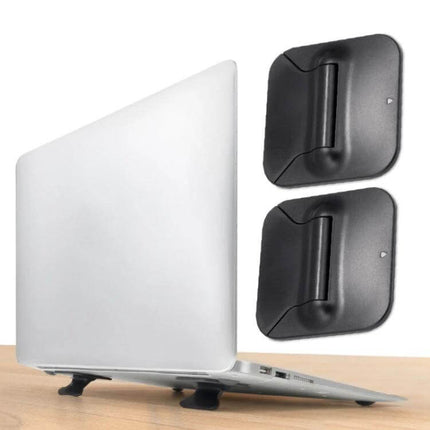 Portable Folding Laptop Stand for Comfortable Daily Use - compact black folding risers elevating laptop for better ergonomics