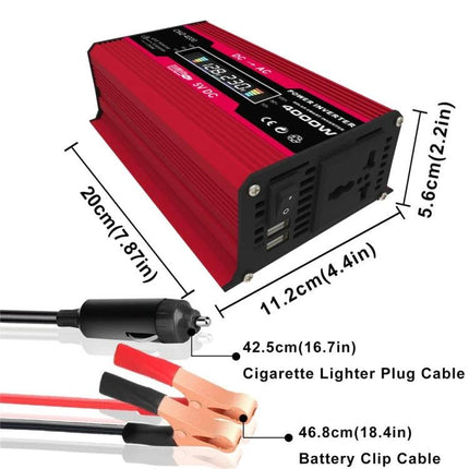 Solar Power Kit with Inverter and Panel for Off-Grid Use - 300W inverter and panel kit with cigarette lighter and battery clip cables