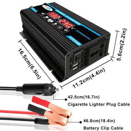 Solar Power Inverter System with 30A Controller and Panel 300W inverter with 18W solar panel, USB ports, cigarette lighter and battery clip cables
