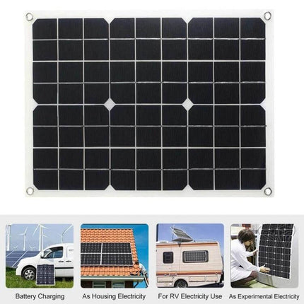 Compact Home Solar Generator Kit for Daily Power Needs - 18W solar panel charging phones, laptops, lights and fans for home, RV, camping, emergency use