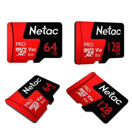 Netac Memory Card for Dash Cameras and Smartphones — red and black microSD cards 64GB and 128GB ideal for dash cams and smartphones