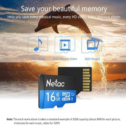 Netac Memory Card for Dash Cameras and Smartphones - 16GB microSD high-performance card for HD dash cam and smartphone video storage