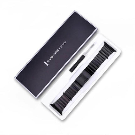 Watch Strap Packaging Box With Insert Card Blister 10 Pack — white card and clear blister holding black metal strap and tool