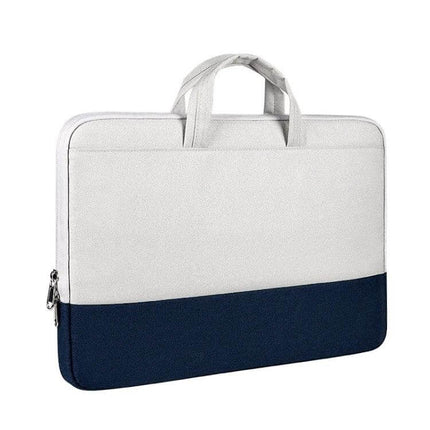 Waterproof Portable Laptop Case for 15.6-Inch Devices sleek two-tone jacquard fabric sleeve with handles, zipper closure for commuters