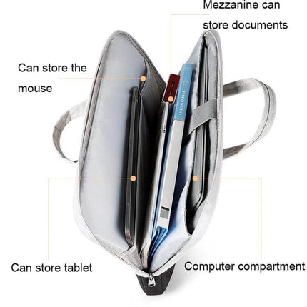 Waterproof Portable Laptop Case for 15.6-Inch Devices with multiple compartments for laptop tablet mouse documents and travel organization