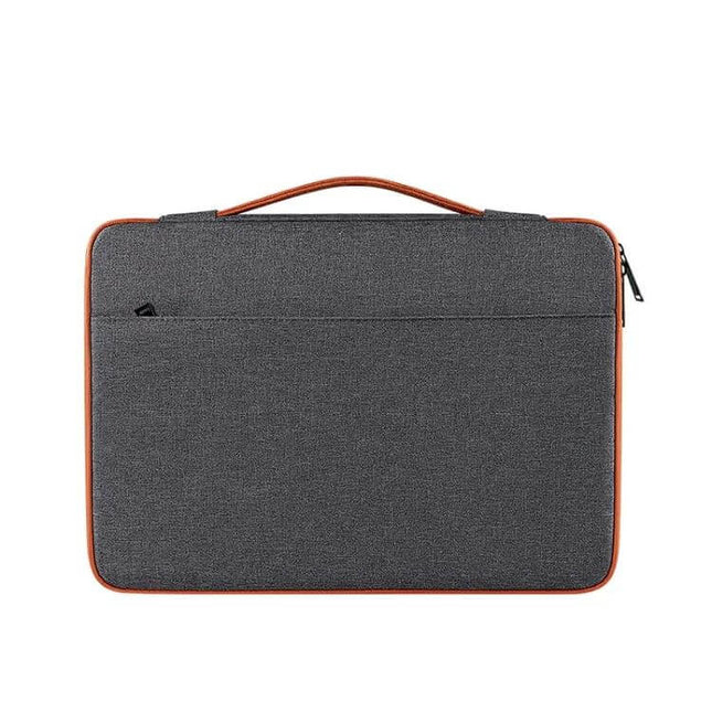 Waterproof Portable Laptop Case for 15.6-Inch Devices in grey Oxford cloth with front pocket, handle and zipper — water-resistant commuter sleeve