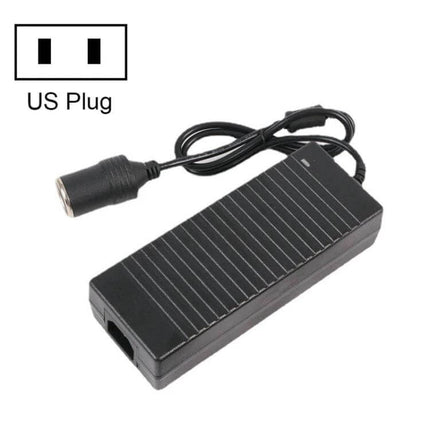 220V to 12V Power Converter for Household and Car Devices black adapter with US plug and cigarette lighter socket, intelligent protection