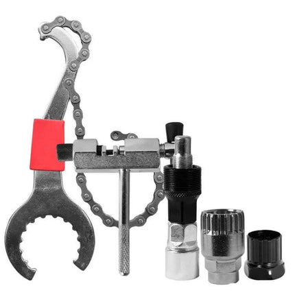 Bicycle Crank and Flywheel Maintenance Tool Set For Everyday Care – 3-in-1 carbon steel crank and flywheel tool with chain wrench, flywheel lock, and sockets