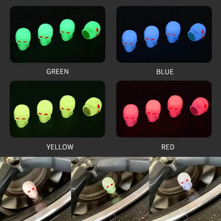 Skull Luminous Valve Cap Set for Cars and Motorcycles | Syndmart