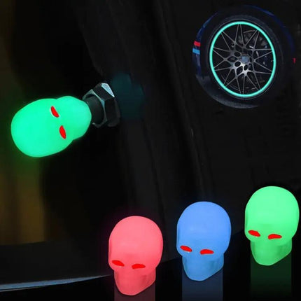Skull Luminous Valve Cap Set for Cars and Motorcycles | Syndmart