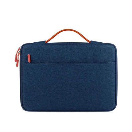 Waterproof Adjustable Handle Laptop Bag for 13.3 to 15.4 Inch Laptops - navy waterproof jacquard with orange handle, front pocket for commuters