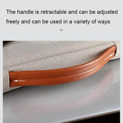 Waterproof Adjustable Handle Laptop Bag for 13.3 to 15.4 Inch Laptops showing retractable brown leather handle on waterproof jacquard fabric case