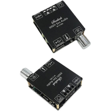 Compact Bluetooth Stereo Amplifier for Wireless Home Audio Systems black PCB with rotary volume knob and input/output ports