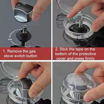 Gas Stove Switch Protective Cover Transparent 6cm Diameter - clear heat-resistant guard for stove knob, shields from steam splashes and oil, prevents accidental toggles