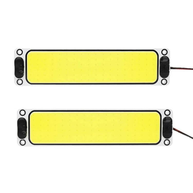 2-Pack Car LED Reading Light COB Dome Interior Lamp - slim rectangular COB LED modules with aluminum base and on/off switch, 12–36V vehicle use