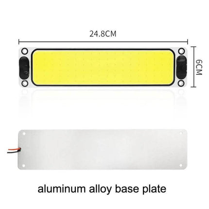 2-Pack Car LED Reading Light COB Dome Interior Lamp compact COB panel with aluminum alloy base plate, 24.8cm x 6cm, individual switch, 12–36V vehicle use