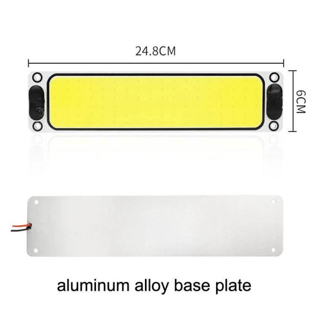 2-Pack Car LED Reading Light COB Dome Interior Lamp compact COB panel with aluminum alloy base plate, 24.8cm x 6cm, individual switch, 12–36V vehicle use
