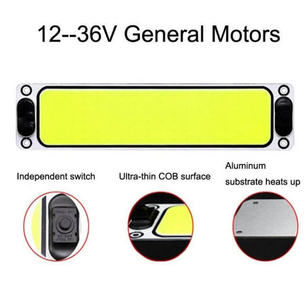 2-Pack Car LED Reading Light COB Dome Interior Lamp - ultra-thin COB, aluminum base, independent switch, 12–36V automotive interior lighting