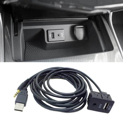 Car AUX USB Extension Cable For Car Audio 1m Length - USB and 3.5mm AUX extension for dashboard routing and charging in vehicles