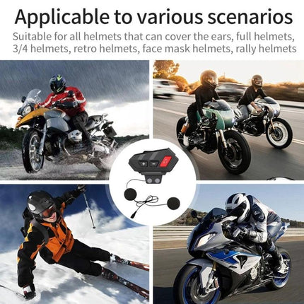 Bluetooth Headset for Riding Helmet Communication Wireless waterproof motorcycle and skiing helmet intercom with clear audio and FM radio